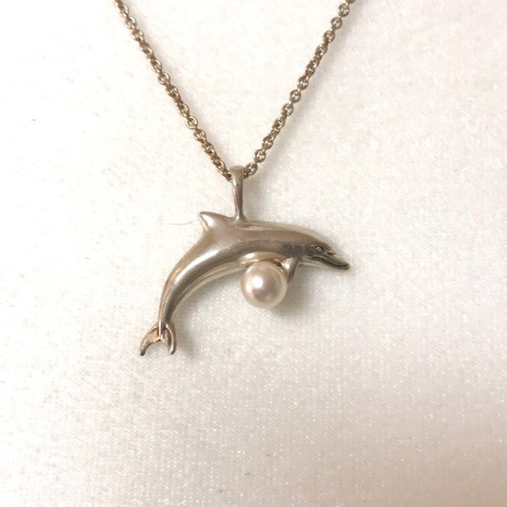 Kabana Silver Dolphin Pearl Vintage Necklace